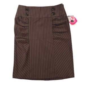 NWT Y2K Career Office Brown Pinstripe Pencil Skirt Womens Size 5 by Heart Soul